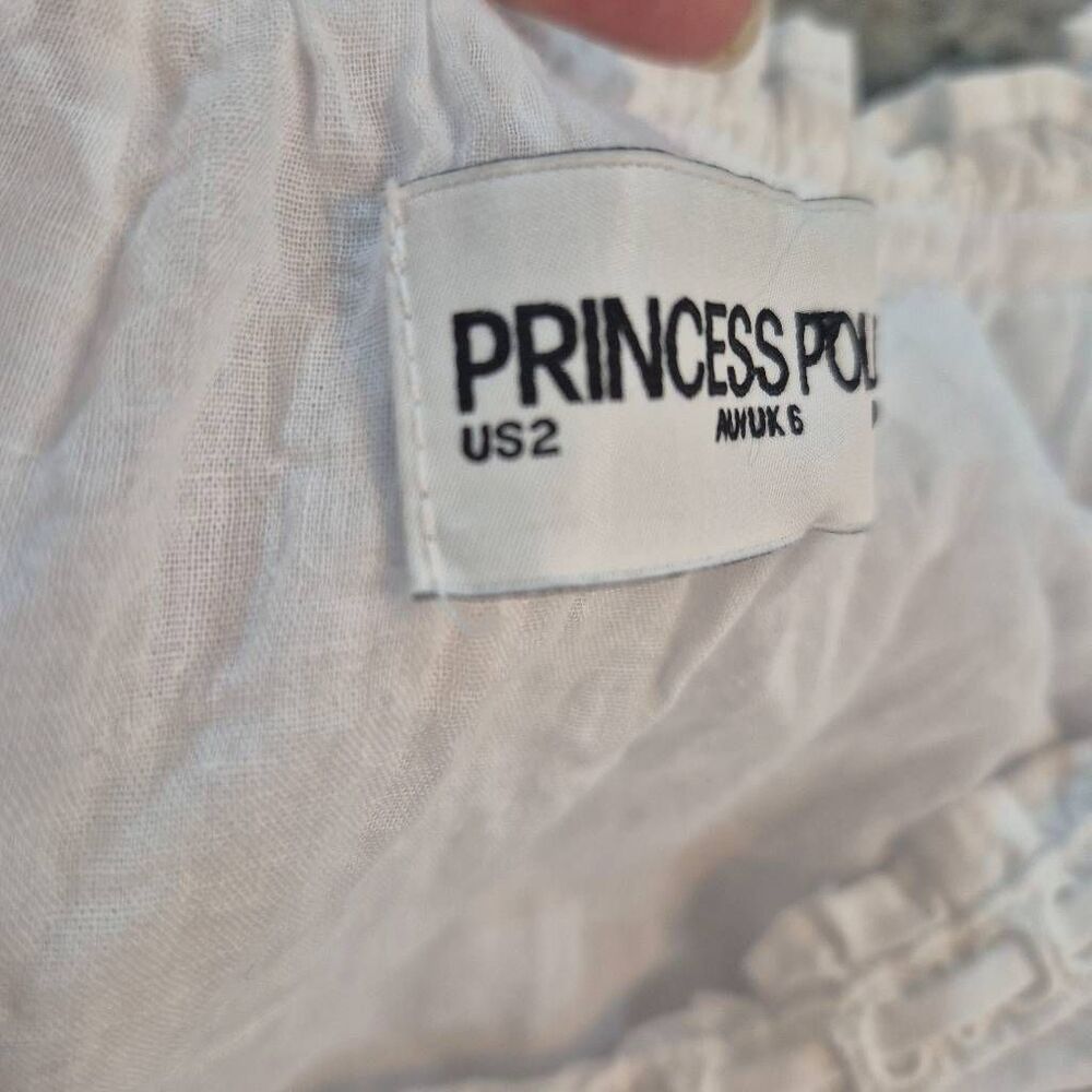 Princess Polly White Swing Mini Dress Ruffle Babydoll Cotton Lined Sz 2 EUC - Picture 10 of 10